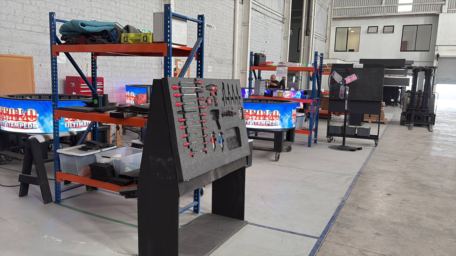 Organized electromechanical assembly line